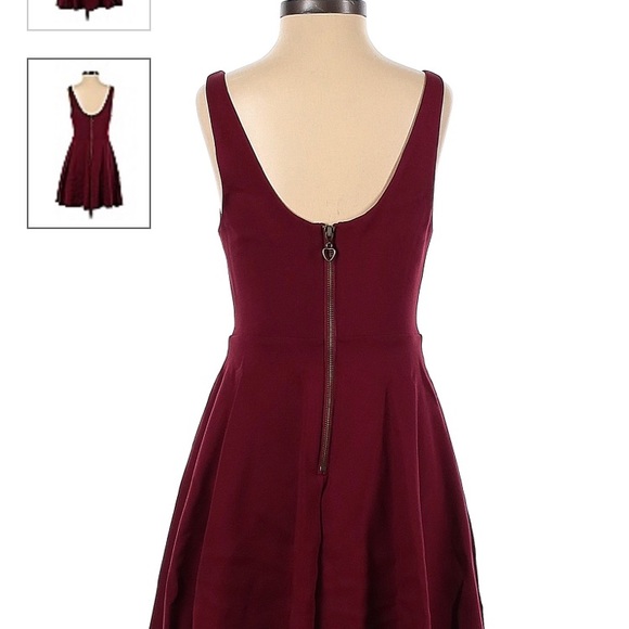 Kimchi Blue Heart of the Ocean Fit & Flare Mini Dress Women's Burgundy - Picture 2 of 2